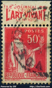 FRANCE BANDELETTE PUB L'ART VIVANT SUR N° 283 AVEC OBLITÉRATION  - Picture 1 of 1