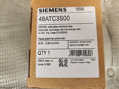 Furnas-siemens # 48atc3s00 Solid State Overload Relay 3-12 Amps • 249$