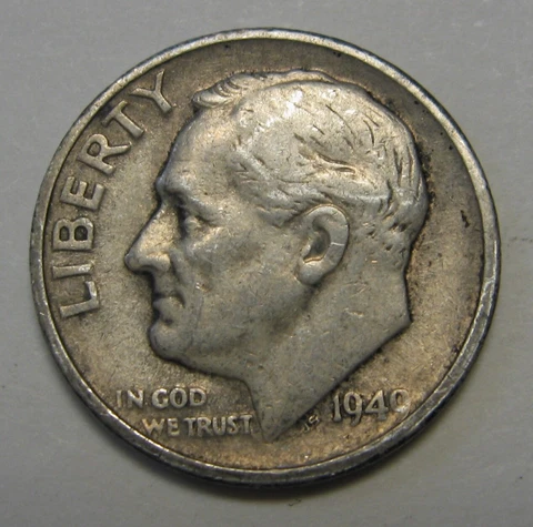 1949-S Silver Roosevelt Dime Grading in Average Circulated Condition FREE S&H Cover