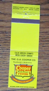 FARM RELATED MATCHBOOK COVER: COOPER FEEDS HUMBOLDT NEBRASKA EMPTY MATCHCOVER B8 - Picture 1 of 1