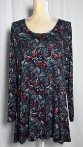 Intro Love The Fit Tunic Shirt Top Blouse 2X Womens Stretch Long Sleeve Black NW - Picture 1 of 13