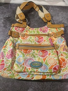 Lily Bloom "Green Living"  Purse Tote Handbag Floral Multi-Color Bag EUC - Picture 1 of 7