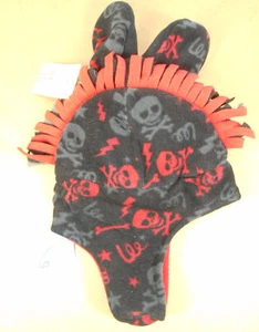 Arizona schwarz & rot Totenkopf Fleece Mütze und Fäustlinge Größe 12-24 Monate neu B6 - Bild 1 von 3