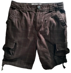 Vintage sz 18 Urban Up Pipeline Dark Brown Checkered Cargo ShortS A8 - Picture 1 of 7