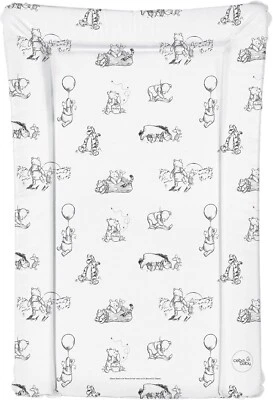 CEBA Luxury Flat Baby Changing Mat with Raised Edges - Winnie the Pooh Black & White