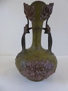 ANTIKE FRANZÖSISCHE ZINN CHRYSANTHEMEN VASE - GEMARKT B L POCCARD / V OLIVER 1900er - Bild 1 von 8