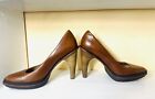TSUBO Leather Brown/CAMEL HEELS/PUMPS SIZE 8 RUBBER BOTTOMS STURDY