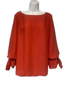 Banana Republic kleine rote Bindebündchen Damen U-Boot-Ausschnitt Langarm ROT - Bild 1 von 6