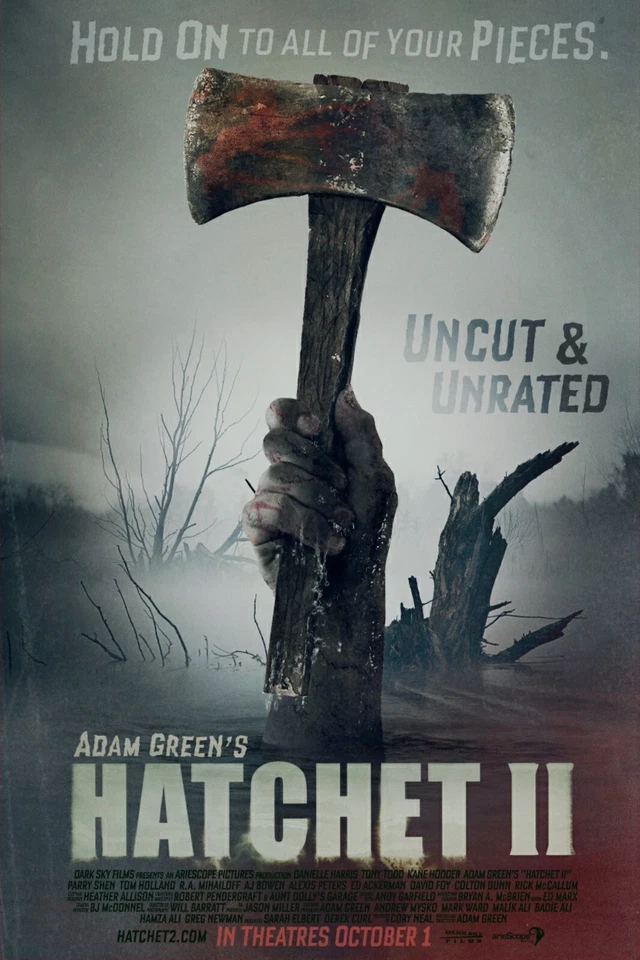 Hatchet II movie poster Adam Green, Horror, Hatchet poster, Kane Hodder
