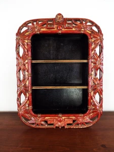 Vintage 50s Syroco Wood Chinese Style Bathroom Kitchen Shelf Cabinet 3 Shelves - Picture 1 of 9