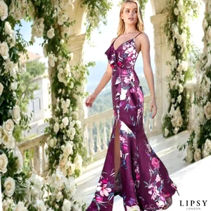 £110 LIPSY LONDON SZE 8 PURPLE FLORAL DRESS WEDDING CLUB NIGHTOUT PARTY HOLIDAY - Picture 1 of 5