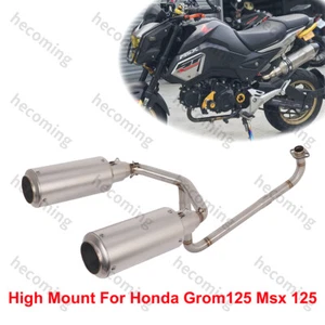 Dual Exhaust Pipe High Mount For Honda Grom 125 Msx 125 2014-2022 Full System - Picture 1 of 6
