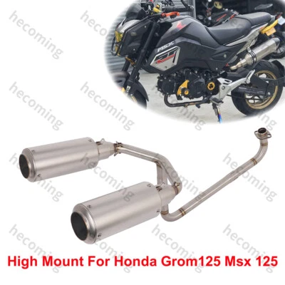 Tubo de escape doble montaje alto para Honda Grom 125 Msx 125 2014-2022 sistema completo Foto 1 de 4