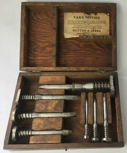 Hutton & Jenks Jiffy Valve Seat Surfacing Set in Wood Box Bancroft Iowa C. 1935 - Picture 1 of 12