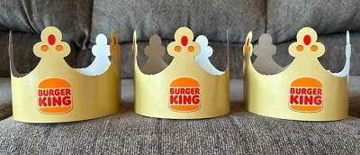 3 Burger King Paper Crowns - Brand New, 2025, Gold, Party Hats, Shipped In a Box - Image 1 of 4