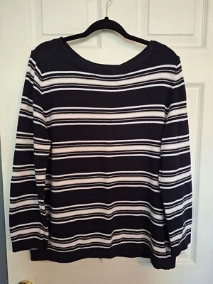 Suéter Vintage East 5th Tejido Mujer XL Azul Marino Blanco Dorado Rayas Náutico... Foto 1 de 4