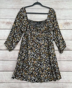 Volcom J'Taime Floral Mini Dress Youth Girl's Size 12 Black/Yellow NEW - Picture 1 of 9