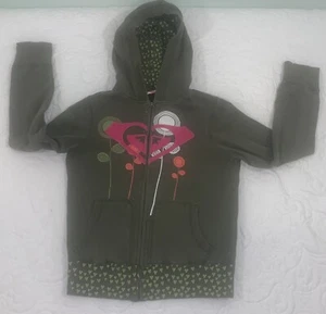 Roxy Girls Zip Hoodie Green Size Medium Pre-Owned EUC - Picture 1 of 7