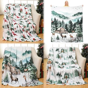 3 Pcs Christmas Throws Blanket Set Christmas Flannel Blanket Plush Holiday Decor - Picture 1 of 6