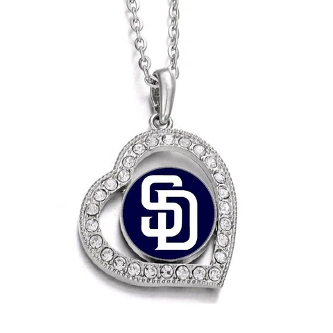 San Diego Padres Womens Sterling Silver Heart Necklace With Pendant D19 Cover
