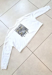 New Look Girls White New York Cropped Camo Sweatshirt Age 12-13 Yrs - Picture 1 of 4