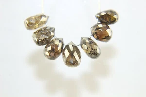 LOTE DE 4,22 QUILATES CUENTAS BRIOLETTE DIAMANTE EN FORMA DE GOTA MARRÓN COÑAC NATURAL 5,00-5,50 mm - Imagen 1 de 11