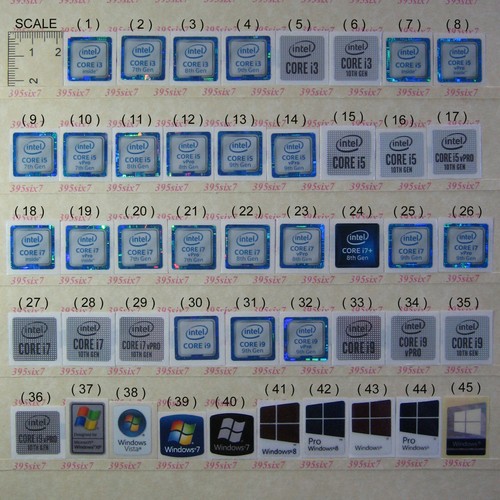 Laptop PC Notebook Processor Sticker 6Gen 7Gen 8Gen 9Gen 10Gen OS ...