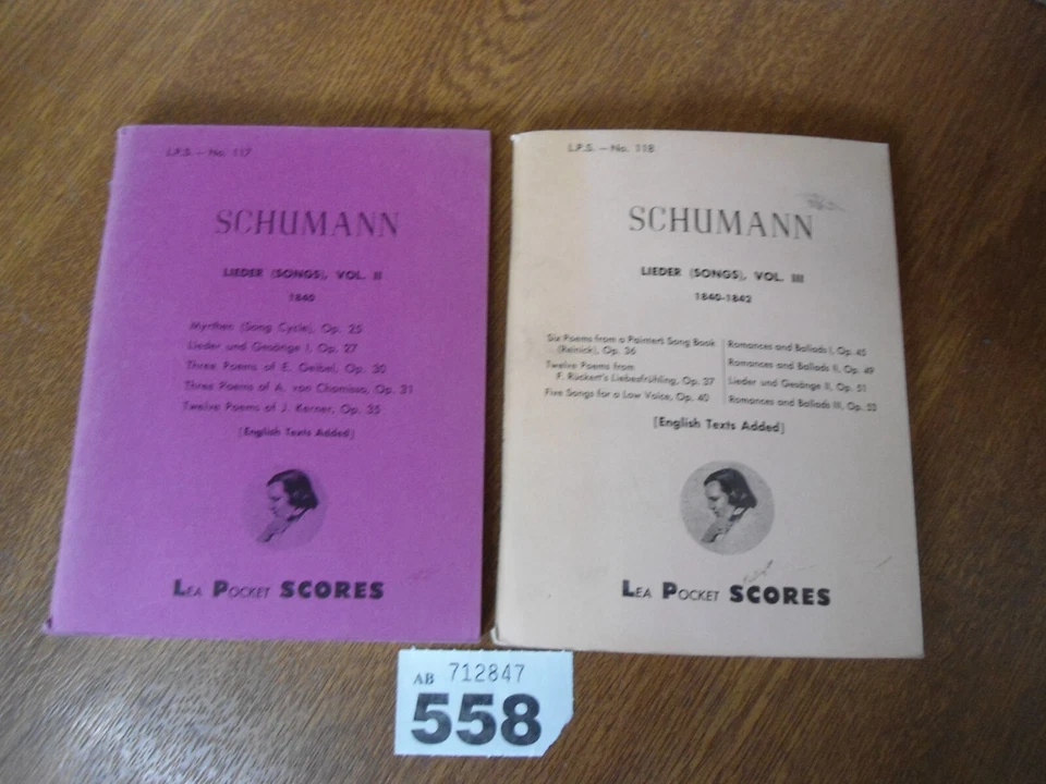 SCHUMANN Volumes 2 & 3 Songs (Poems Ballads Romances) - Lea Pocket Scores - Image 1 of 4