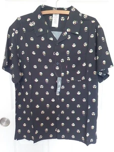 NWT Disney Mens Medium Nightmare Before Christmas Jack Halloween Button Down - Picture 1 of 7