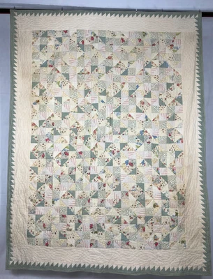 Edredón multicolor vintage hecho a mano combina retazos medio cuadrado 277x213 cm - Imagen 1 de 4