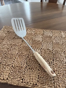 Vintage A&J Ekco USA verchromt 13" Holzgriff Schlitz Spatel - Bild 1 von 12