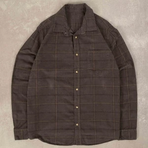 Vintage Checked Cord Shirt XL Men's Charcoal Grey Plaid - Picture 1 of 7