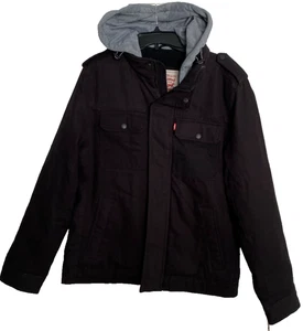 Levis Schwarz Hoodie Military Jacke Fleece Sherpa Futter Herren Größe S LM4JC548 Neu mit Etikett - Bild 1 von 19