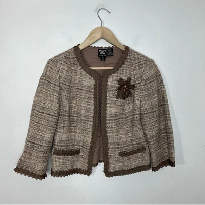 Blazer Worth Bronceado Mezcla de Lino Cinta Acento Broche Ribete Talla 8 Foto 1 de 4