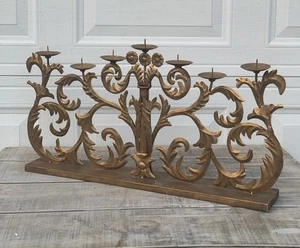 Vintage verzierter Gold großer vergoldeter Metall Kandelaber 7 Lichter Kerzenhalter Dekor 30" - Bild 1 von 24