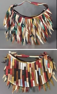 "Bolso Hobo de Hombro Grande con Flecos de Cuero Colorido 7 Chi Cartera Boho Slouch 25""x14""" - Imagen 1 de 12