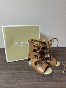 Michael Kors Gladiator Sandals Girls Size 5 Demi Carly-888 Cognac - Picture 1 of 12