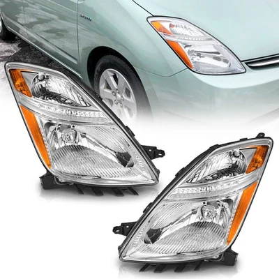 Pair Headlights Assembly Chrome For 2006-2009 Toyota Prius Halogen Headlamps Foto 1 de 4
