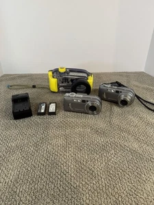 Two Sony DSC-p10 for Parts or Repair Comes with Underwater Camera Case Charger - Picture 1 of 24