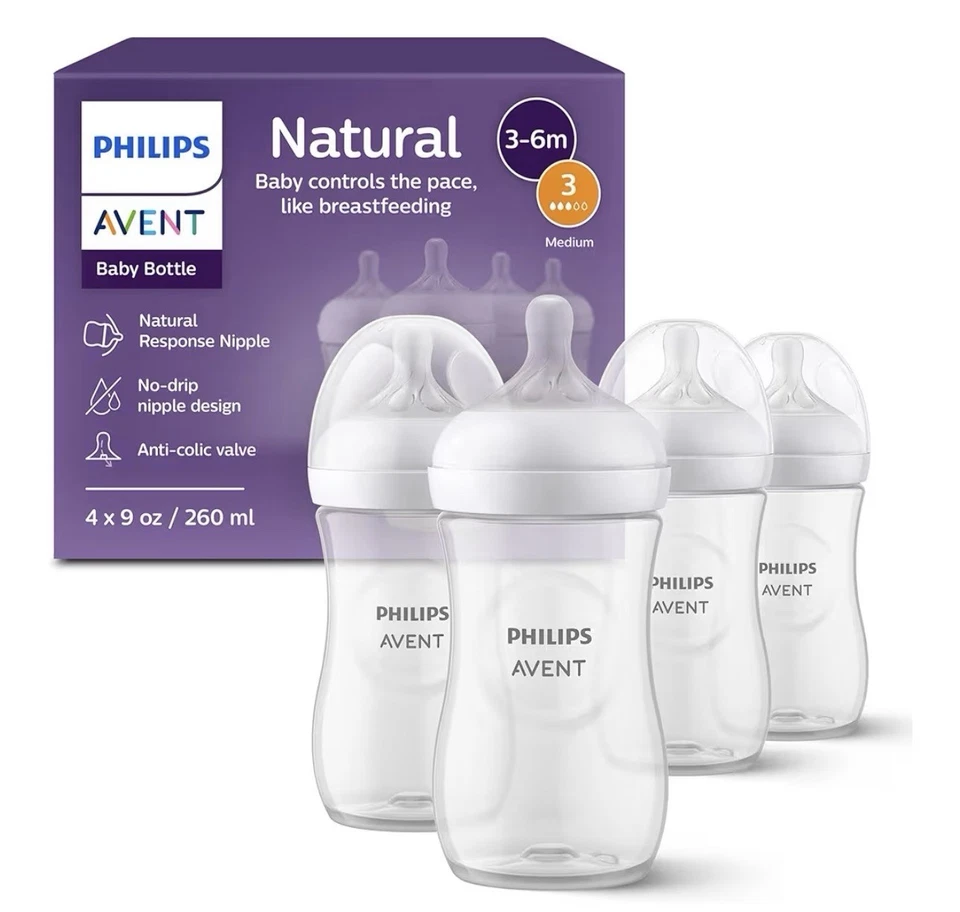 Philips Avent Baby Bottles Natural Response Nipples ( set of 4) 9oz - 3-6m - Image 1 of 2