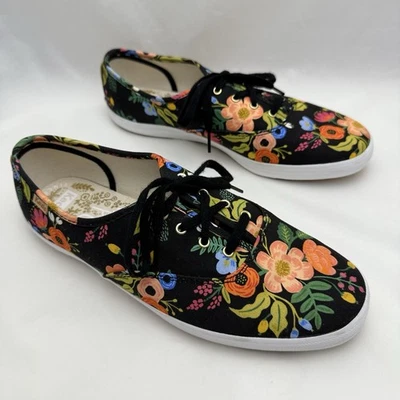 Zapatillas deportivas Keds Rifle Paper Co Champion negras de lona floral para mujer 10W Foto 1 de 4