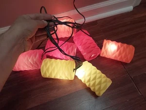 Vintage 60s 70s Plastic Blow Mold Outdoor String Light Set Lantern RV Patio  - Picture 1 of 5