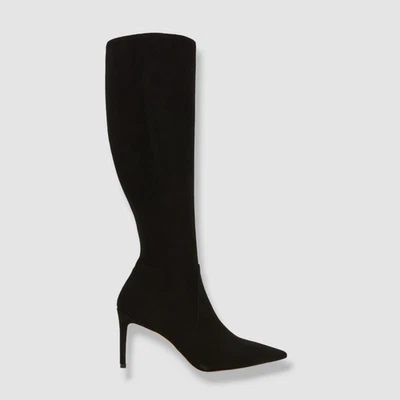 $795 Stuart Weitzman Para Mujer Negro Gamuza Hasta la Rodilla Cremallera Bota Zapatos Talla 5.5 Foto 1 de 4