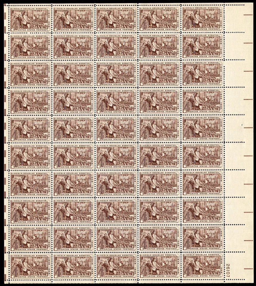 Scott #1115 Lincoln-Douglas Debate Sheet of 50 Stamps - MNH P#26107 LR - Image 1 of 1