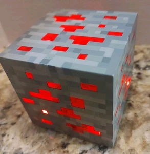 Minecraft Stone Ore Red Redstone Block Light Up Cube Think Geek 2012 Room Decor - Picture 1 of 4