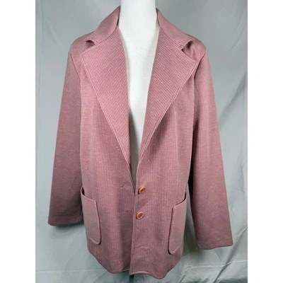 Blazer tejido acanalado vintage Just Allison para mujer talla 16,5 rosa malva Foto 1 de 4