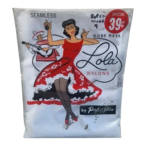 Vtg Lola Seamless 100% Nylon Stockings Perfect Plus Nude Heel Ranch Mink 9 - Picture 1 of 2