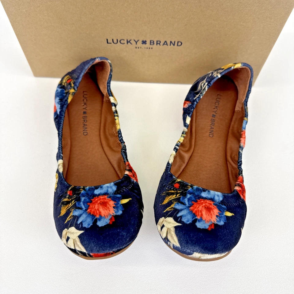 Lucky Brand LK-EMMIE Mujer Azul Marroquí Floral Ballet Pisos Talla 9M Nuevo en Caja Foto 1 de 4
