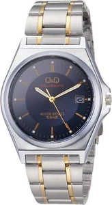 Citizen Q & Q Solar Date Metal Band Black Dial H060-402 Men'S Silver - Picture 1 of 4