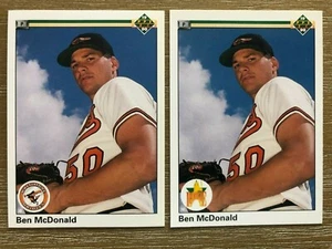 (2) 1990 Upper Deck BEN MCDONALD Baseball Error & Corrected Cards #54 NM-MT+ - Picture 1 of 2